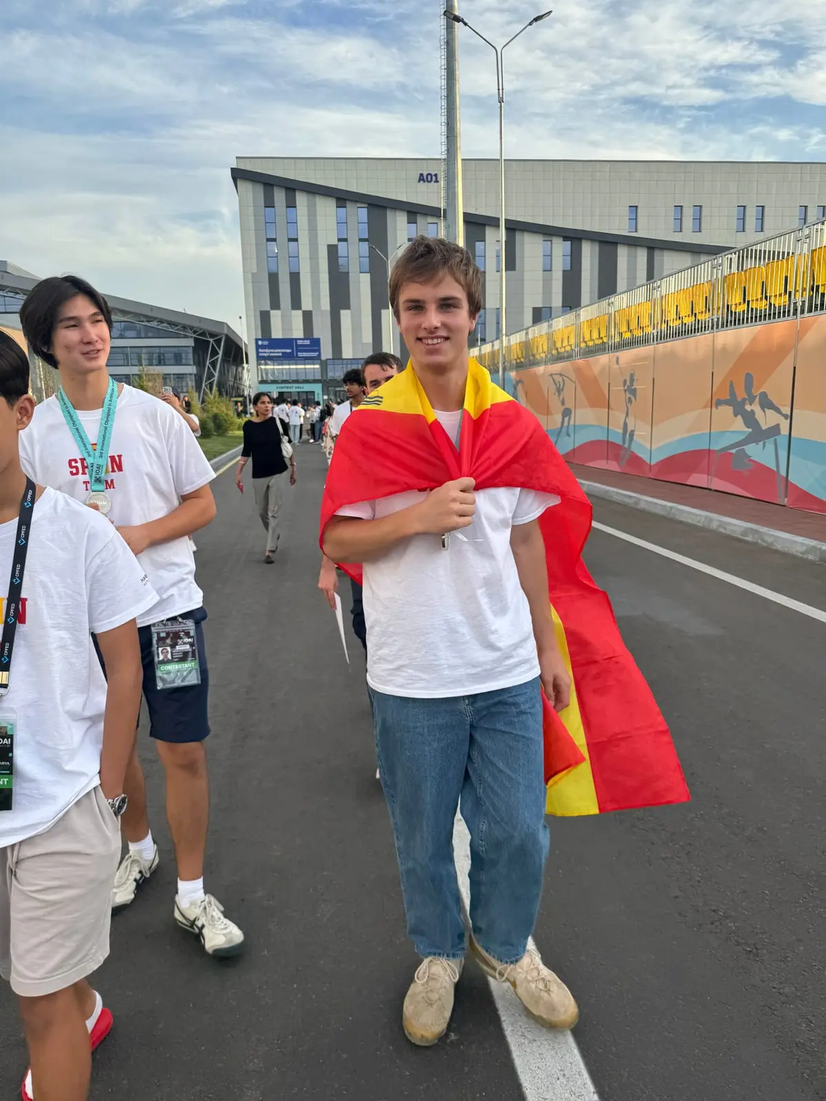 The Spanish flag held up by the team